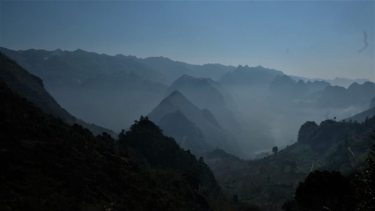 Ha Giang Loop Early Morning mountain views with fog