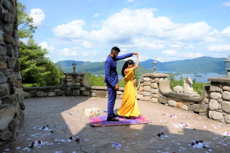 Dancing on the terrace of the Highalands Castle