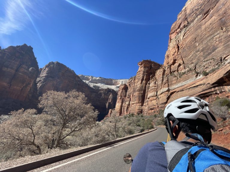 View of helmet and Zion National Park