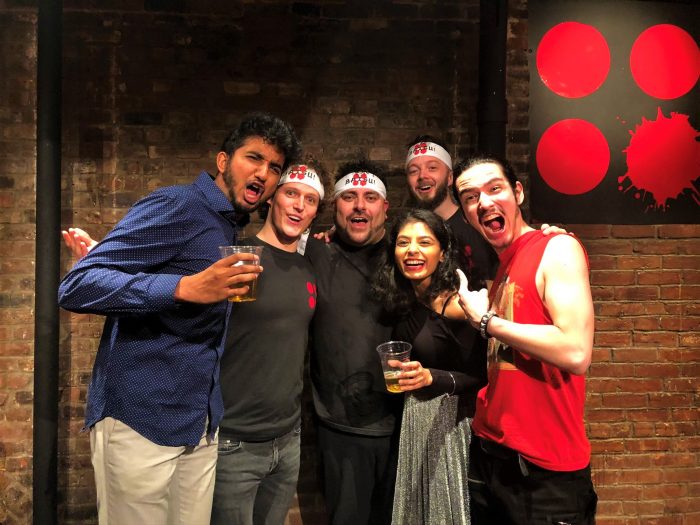 Batsu performers pose for a picture as they all scream